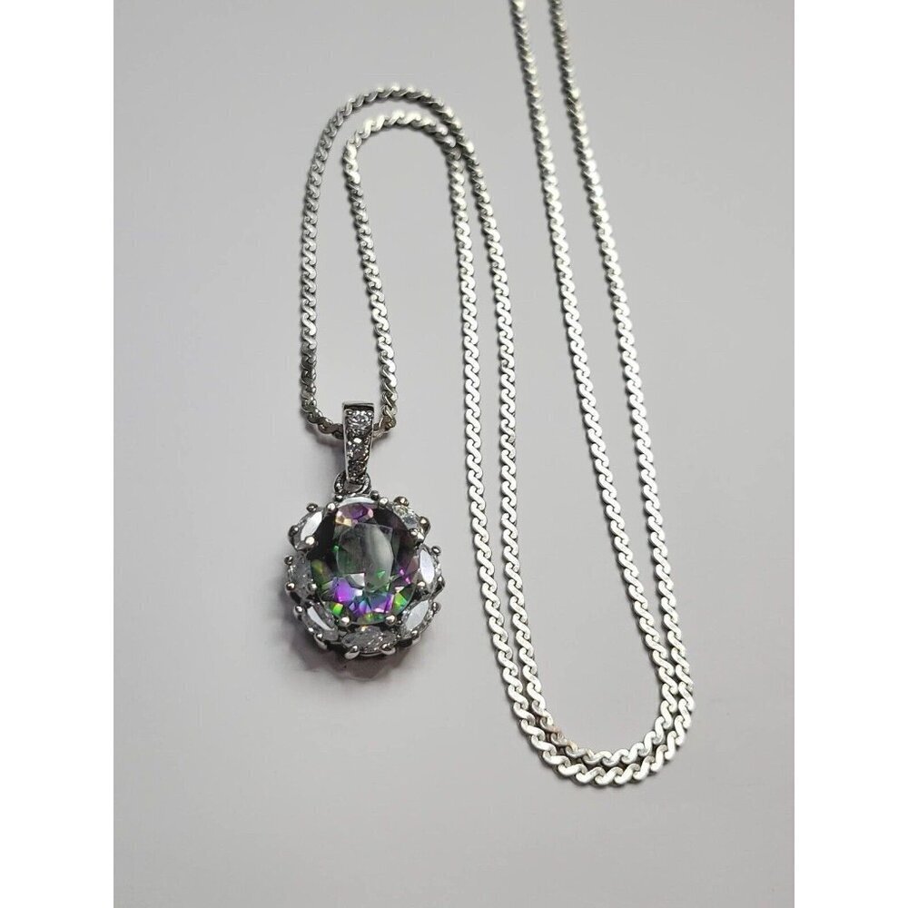 Rainbow Mystic Topaz Stamped 925 On Silver 19.5” Stamped 925 Chain